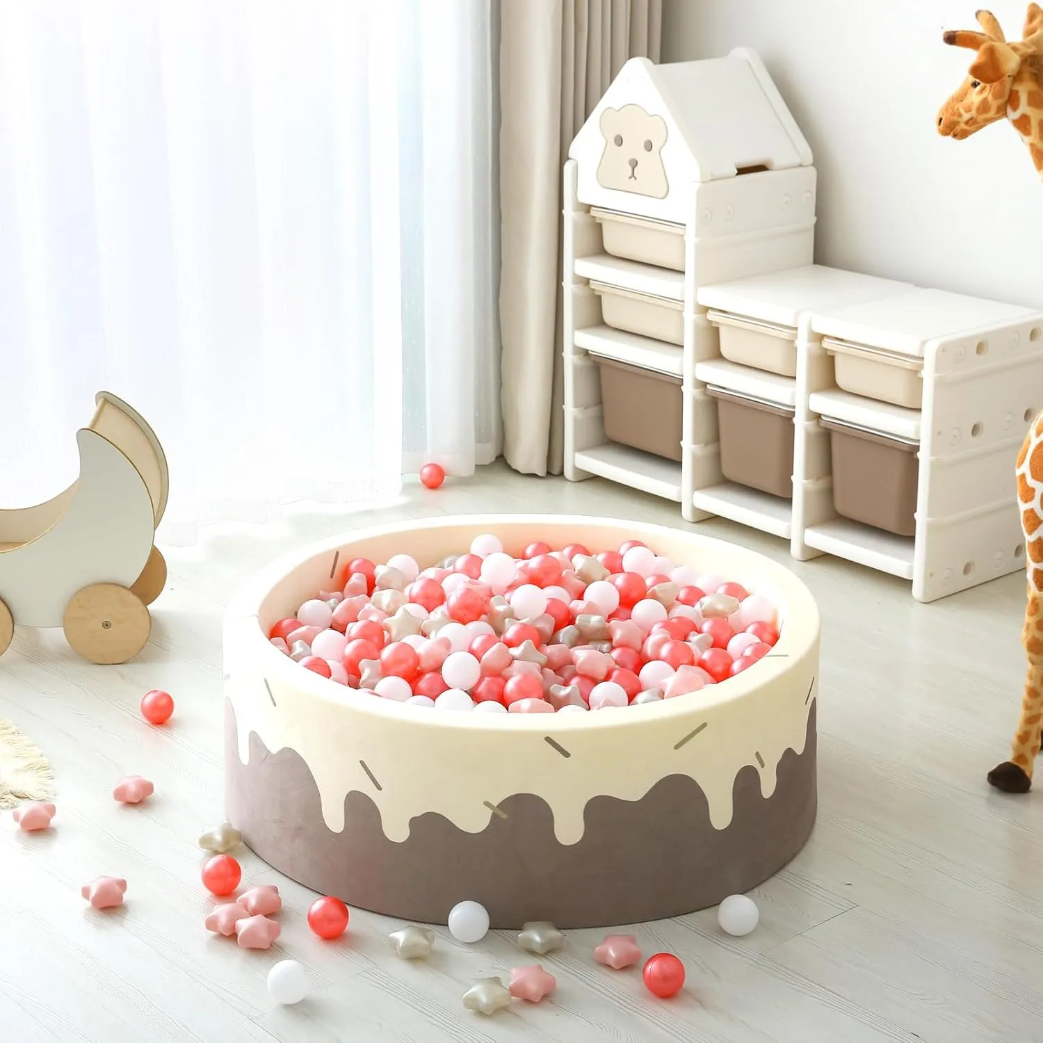 GOGOSO Ball Pit Balls for Toddlers Phthalate-Free BPA-Free Non-Toxic Crush Proof Soft Plastic Play Balls Baby Kids Shape Tent Pool Playhouse Playpen Party Decor,Pearl Red Pink Pearl Gold White 200pcs