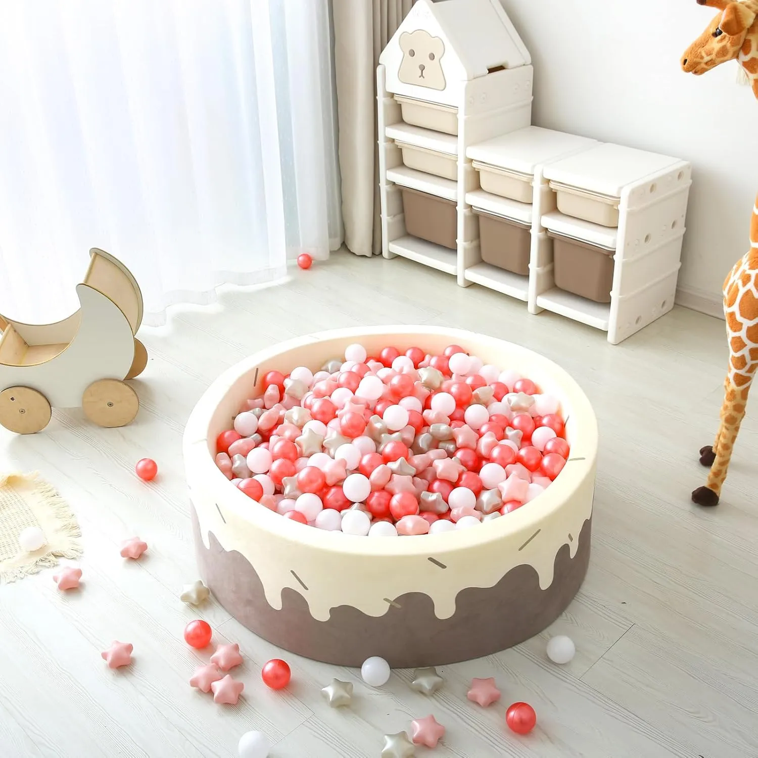 GOGOSO Ball Pit Balls for Toddlers Phthalate-Free BPA-Free Non-Toxic Crush Proof Soft Plastic Play Balls Baby Kids Shape Tent Pool Playhouse Playpen Party Decor,Pearl Red Pink Pearl Gold White 200pcs