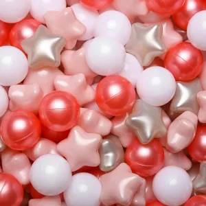 GOGOSO Ball Pit Balls for Toddlers Phthalate-Free BPA-Free Non-Toxic Crush Proof Soft Plastic Play Balls Baby Kids Shape Tent Pool Playhouse Playpen Party Decor,Pearl Red Pink Pearl Gold White 200pcs