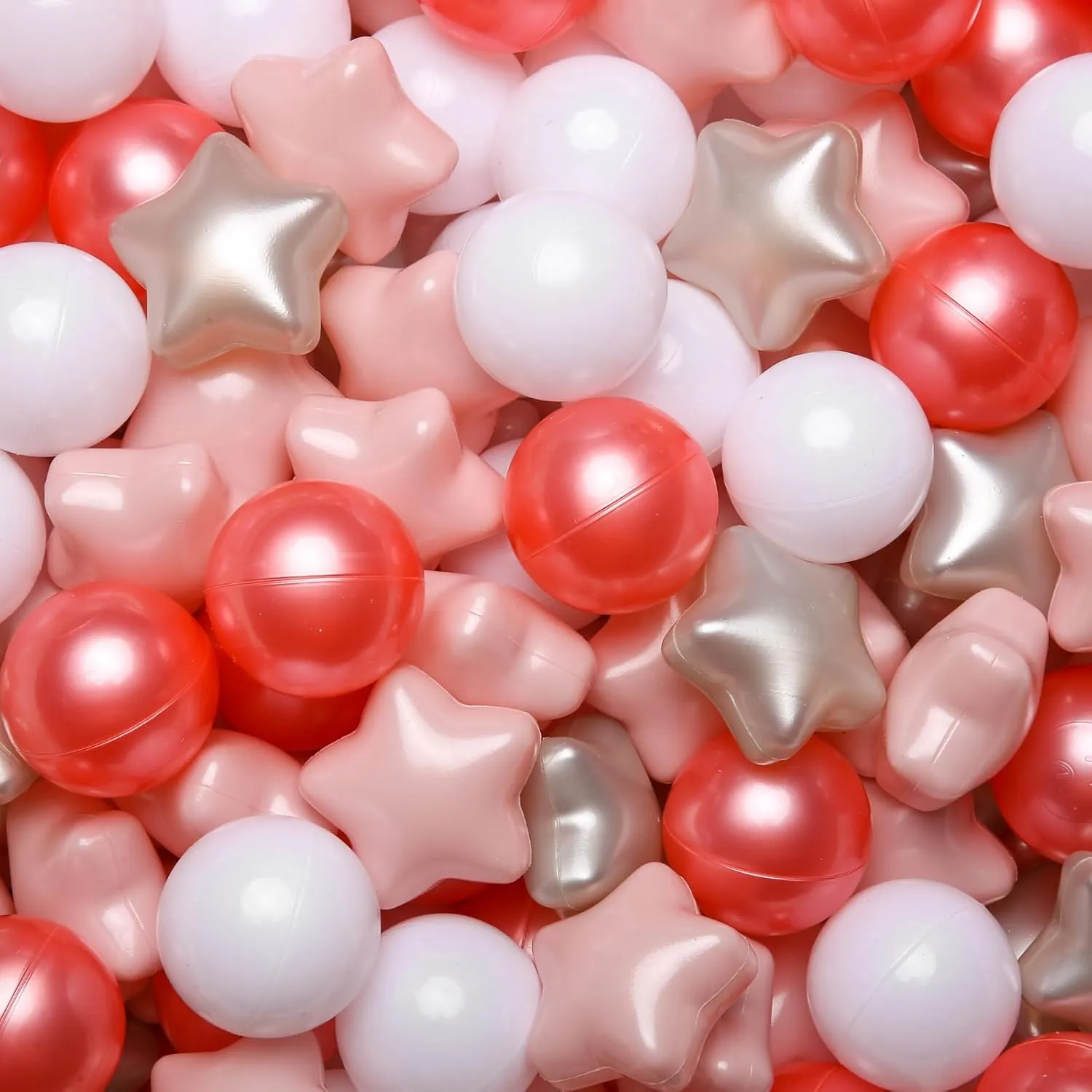 GOGOSO Ball Pit Balls for Toddlers Phthalate-Free BPA-Free Non-Toxic Crush Proof Soft Plastic Play Balls Baby Kids Shape Tent Pool Playhouse Playpen Party Decor,Pearl Red Pink Pearl Gold White 200pcs