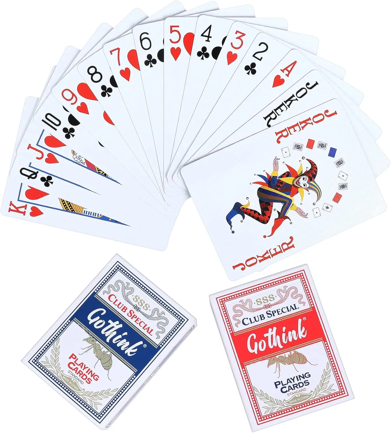 GOTHINK 12 Pack Standard Playing Cards with Plastic Coating,Poker Size Deck of Cards Index in 6 Red and 6 Blue,Paper Stock with Blue Core Construction,Casino Grade,Family Game Poker Toy Gifts