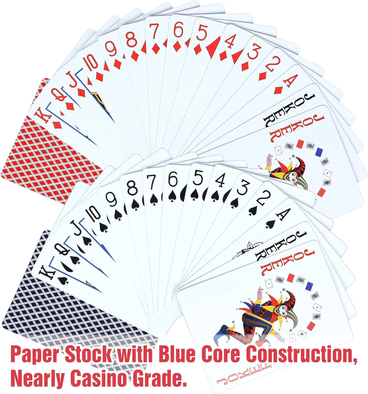 GOTHINK 12 Pack Standard Playing Cards with Plastic Coating,Poker Size Deck of Cards Index in 6 Red and 6 Blue,Paper Stock with Blue Core Construction,Casino Grade,Family Game Poker Toy Gifts