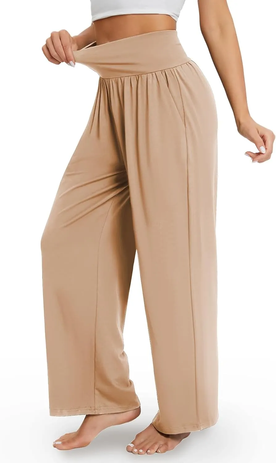 Gracyoga Wide Leg Yoga Pants for Women Casual Loose Cozy Sweatpants High Waisted Lounge Pajama Flowy Pants With Pockets