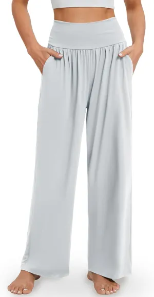 Gracyoga Wide Leg Yoga Pants for Women Casual Loose Cozy Sweatpants High Waisted Lounge Pajama Flowy Pants With Pockets