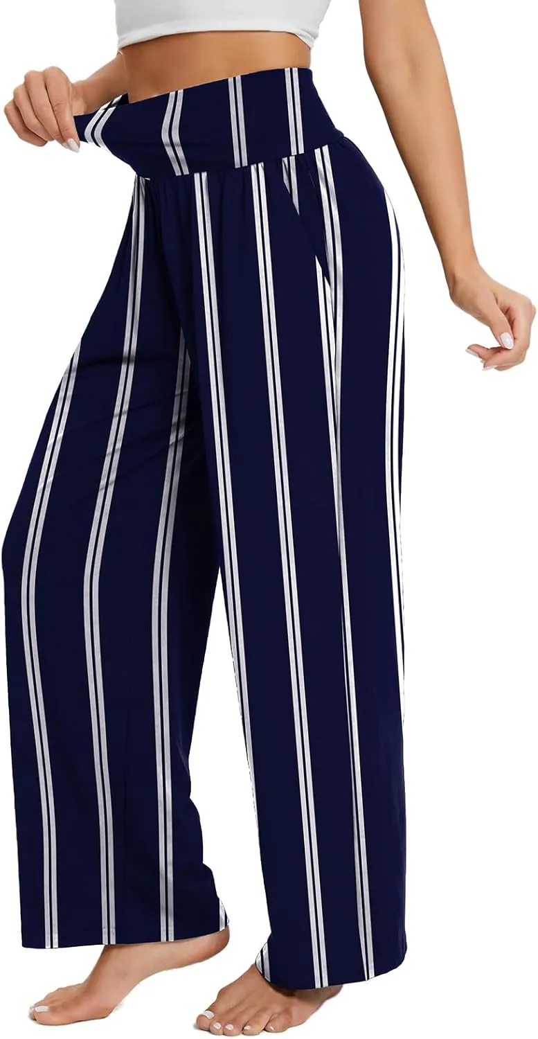Gracyoga Wide Leg Yoga Pants for Women Casual Loose Cozy Sweatpants High Waisted Lounge Pajama Flowy Pants With Pockets