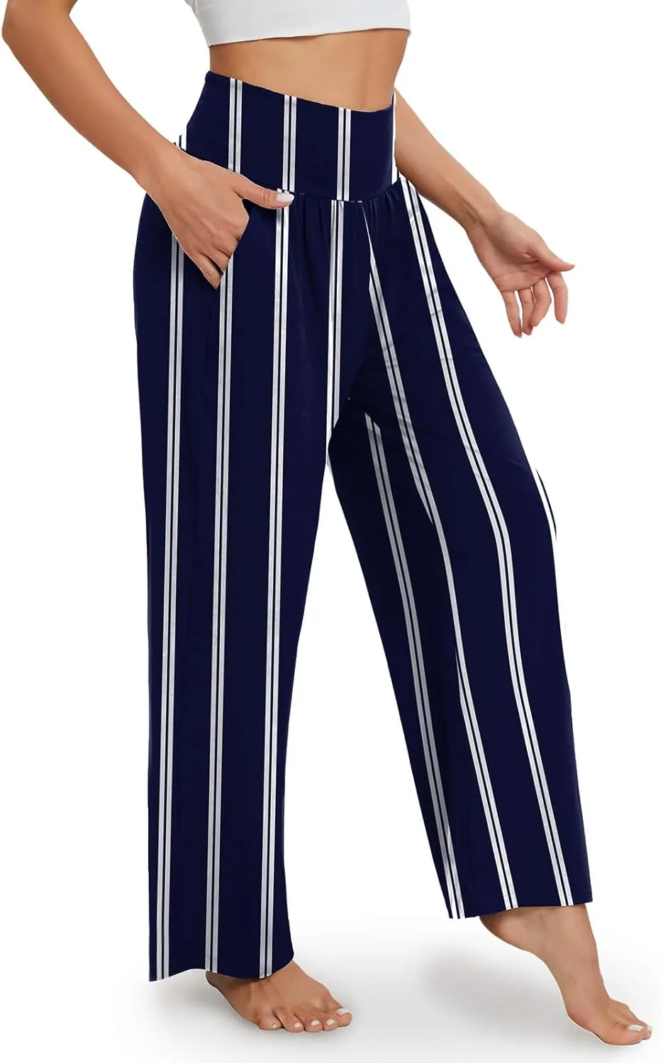 Gracyoga Wide Leg Yoga Pants for Women Casual Loose Cozy Sweatpants High Waisted Lounge Pajama Flowy Pants With Pockets