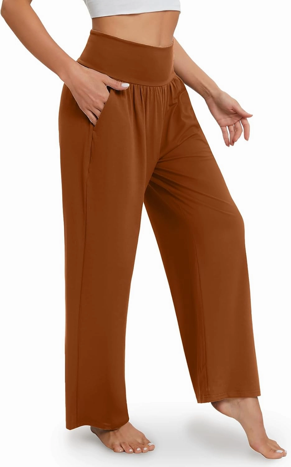 Gracyoga Wide Leg Yoga Pants for Women Casual Loose Cozy Sweatpants High Waisted Lounge Pajama Flowy Pants With Pockets