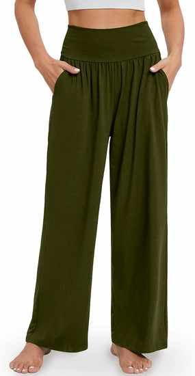 Gracyoga Wide Leg Yoga Pants for Women Casual Loose Cozy Sweatpants High Waisted Lounge Pajama Flowy Pants With Pockets