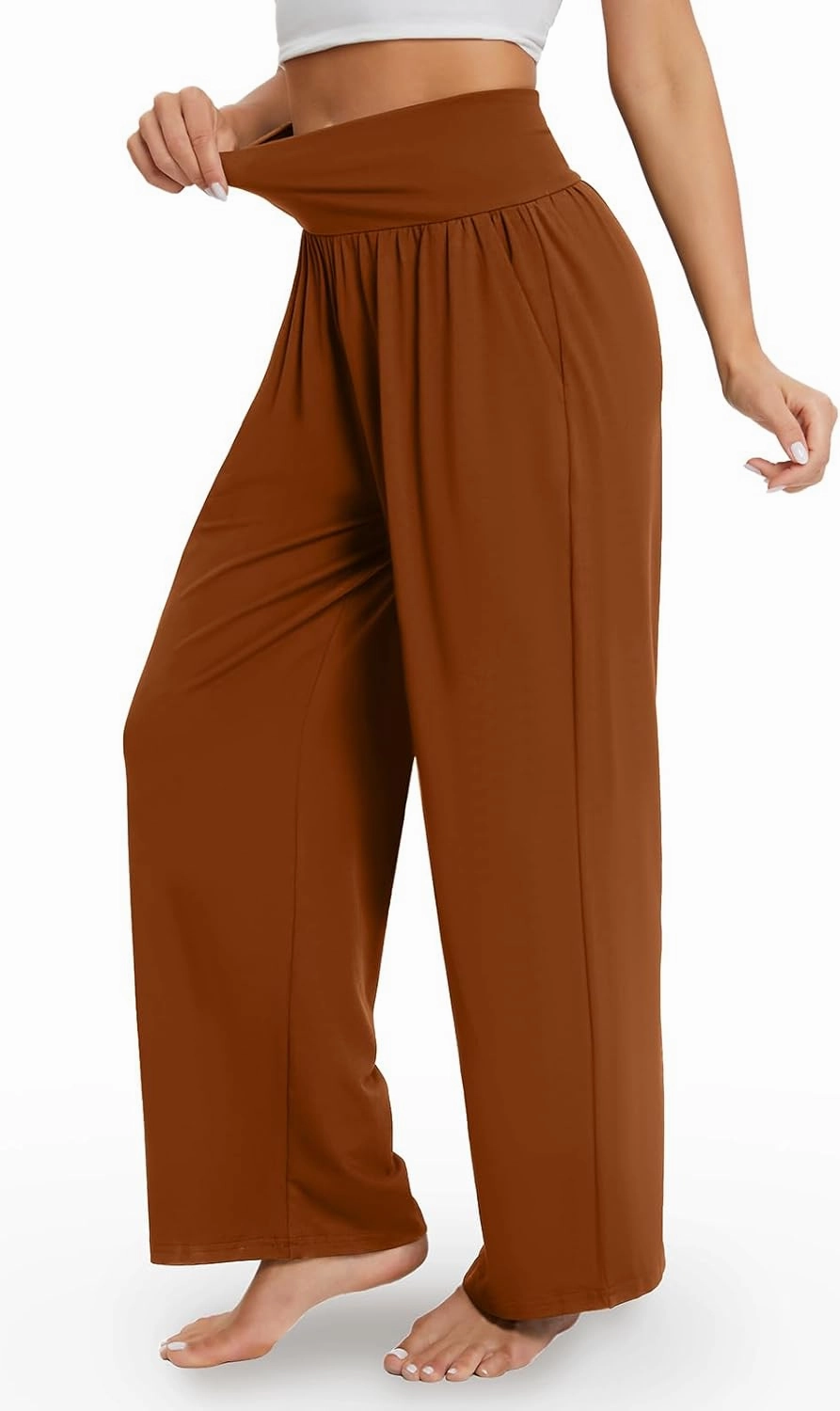 Gracyoga Wide Leg Yoga Pants for Women Casual Loose Cozy Sweatpants High Waisted Lounge Pajama Flowy Pants With Pockets
