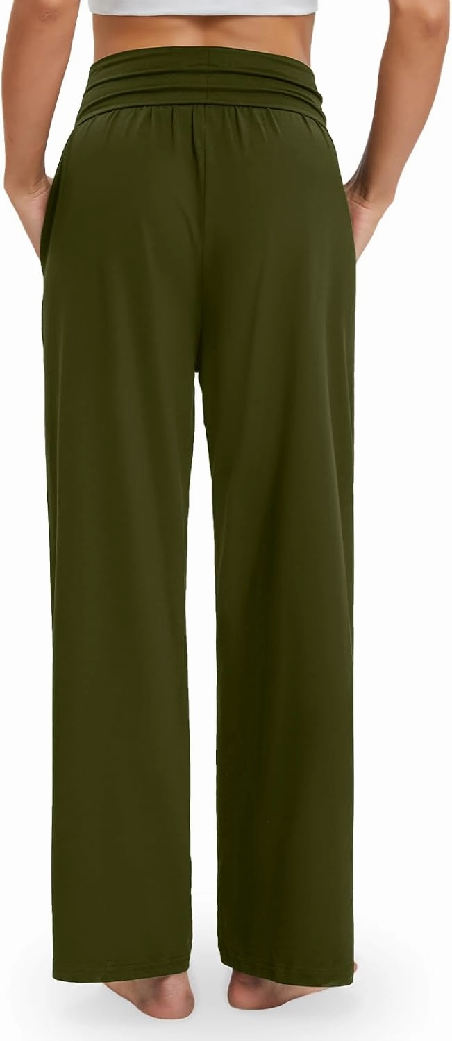 Gracyoga Wide Leg Yoga Pants for Women Casual Loose Cozy Sweatpants High Waisted Lounge Pajama Flowy Pants With Pockets