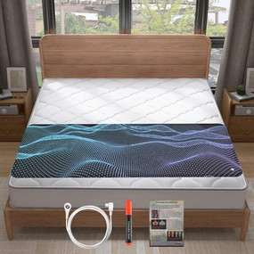 Grounding Mat for Bed King Size-PU Leather Earthing Pad for Better Sleep & Stress Relief, Anti-Slip Eco-Friendly with 16.4ft Cord   Free Test Pen (27x78 Inch)