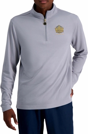 Haggar Pro Football Hall of Fame Mock Neck Ribbed Quarter Zip Pullover