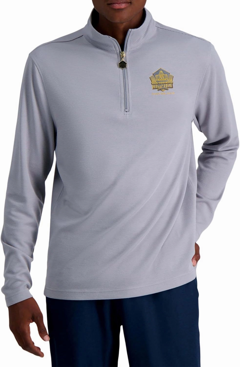 Haggar Pro Football Hall of Fame Mock Neck Ribbed Quarter Zip Pullover