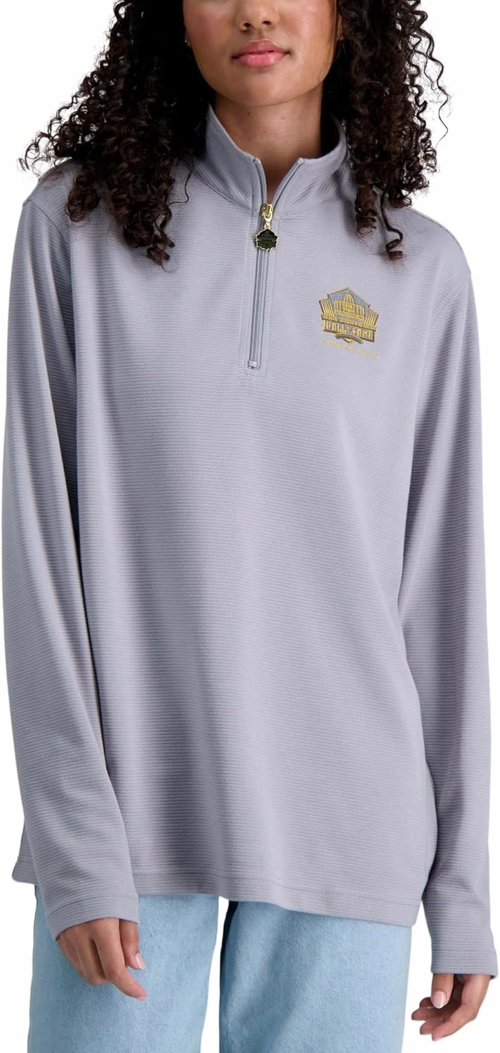 Haggar Pro Football Hall of Fame Mock Neck Ribbed Quarter Zip Pullover