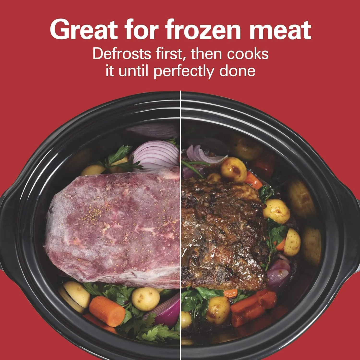 Hamilton Beach Portable 6 Quart Set & Forget Digital Programmable Slow Cooker with Lid Lock, Temperature Probe & Defrost Setting, Dishwasher Safe Crock & Lid, Silver (33869)