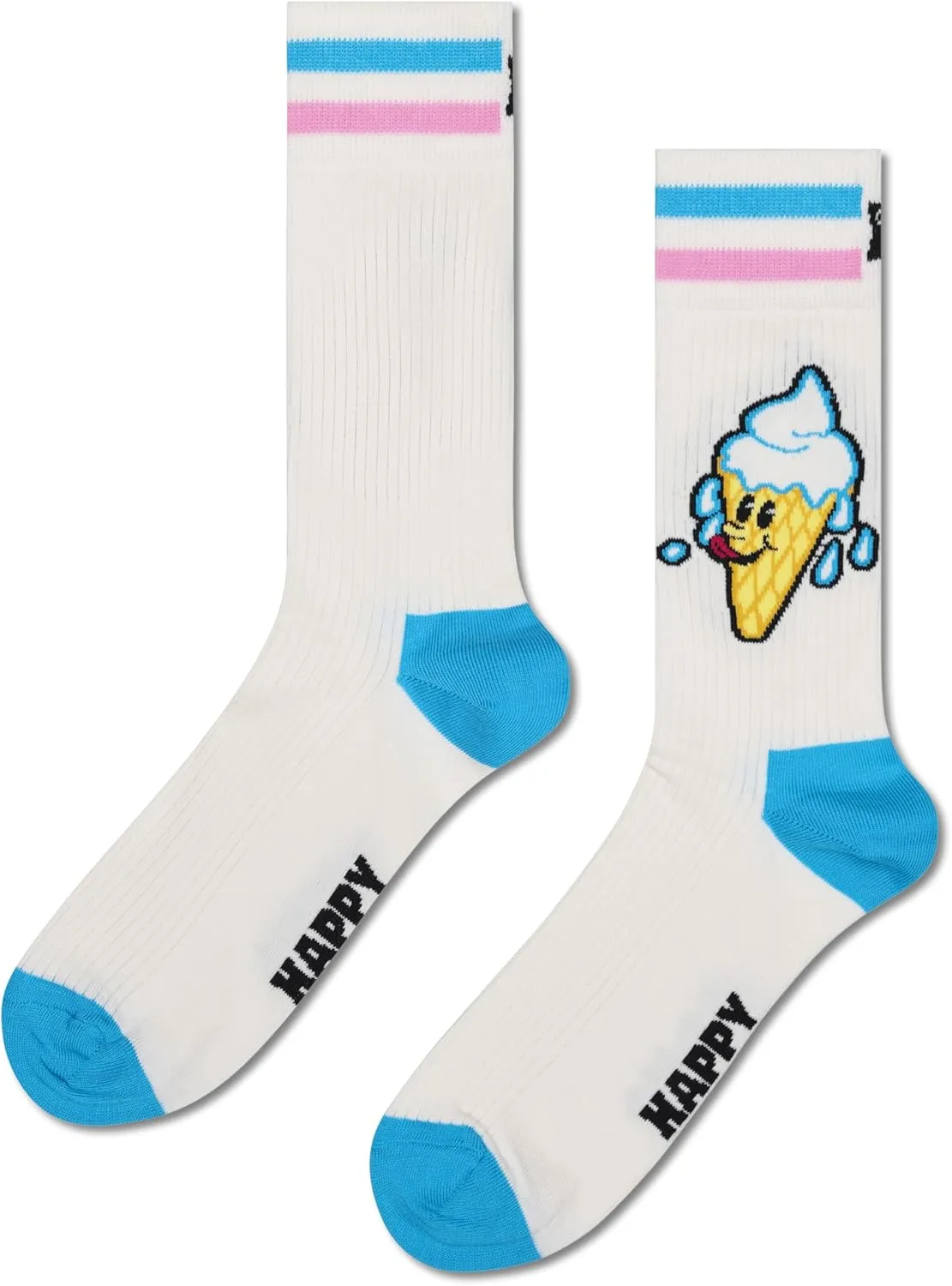 Happy Socks Foodie Design Sustainable Crew Sock Gift Box Sets- For Men and Women- Burger, Ice Cream, Picnic