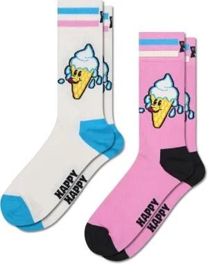 Happy Socks Foodie Design Sustainable Crew Sock Gift Box Sets- For Men and Women- Burger, Ice Cream, Picnic