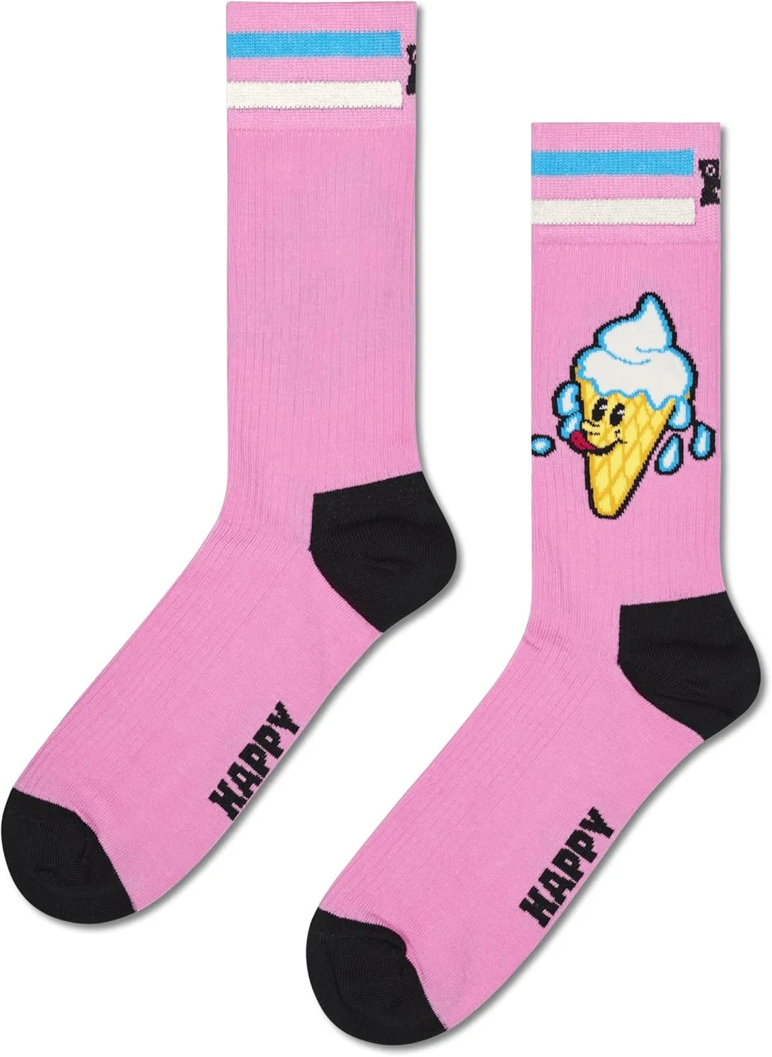 Happy Socks Foodie Design Sustainable Crew Sock Gift Box Sets- For Men and Women- Burger, Ice Cream, Picnic