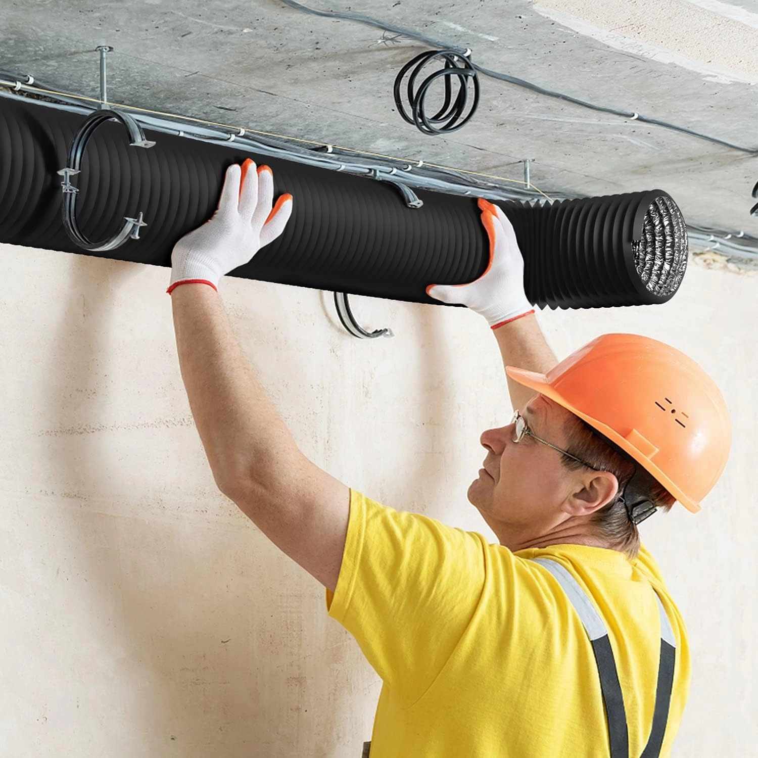 HealSmart 6" 25 Ft Aluminum Ducting Flexible, Heavy-Duty Four-Layer Protection with 2 Duct Clamps, Dryer Vent Hose for Heating Cooling Ventilation and Exhaust Fan