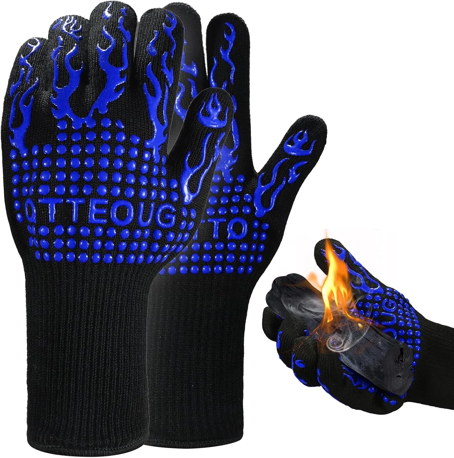 Heat Resistant Grilling Gloves, BBQ Gloves，1472°F Oven Mitts, Silicone Non-Slip Cooking Gloves, for Kitchen, BBQ and Baking (12 inches) BBQ Accessories,Grill Gloves for Outdoor Grill