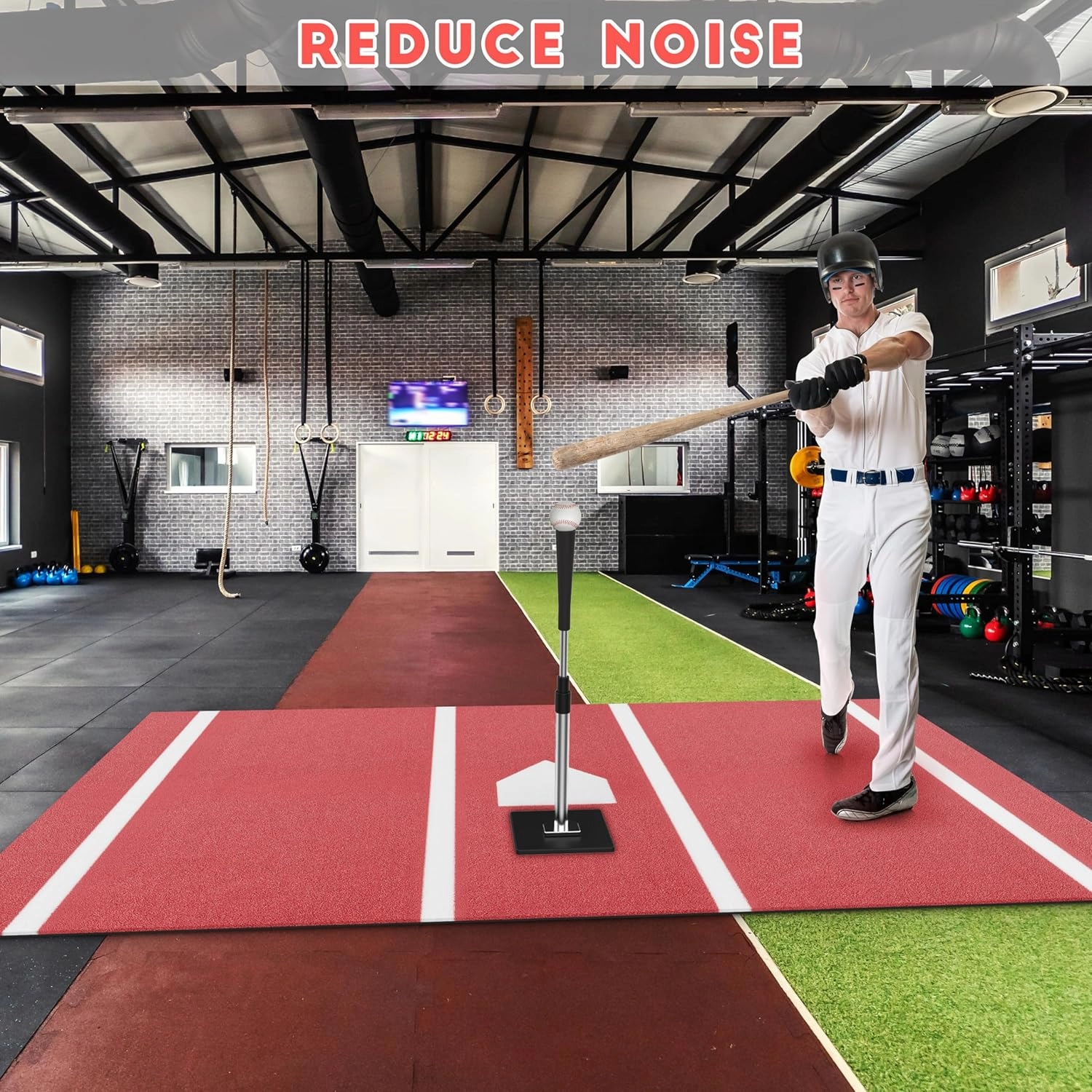 Heavy-Duty Baseball Batting Hitting Mat 12' x 6' Baseball Softball Turf Training Mat Regulation Size with Home Plate Non-Slip Bottom Thickening Design Suitable for Indoor and Outdoor Use
