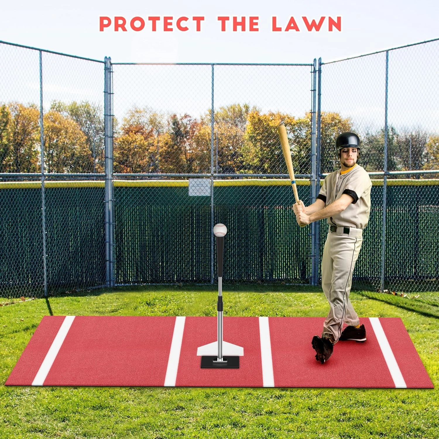 Heavy-Duty Baseball Batting Hitting Mat 12' x 6' Baseball Softball Turf Training Mat Regulation Size with Home Plate Non-Slip Bottom Thickening Design Suitable for Indoor and Outdoor Use