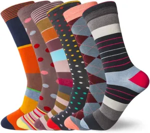 HHX YONLEE Dress Socks 5/6/10 Pairs Crew Argyle Colorful Cotton Novelty Casual Happy Fun