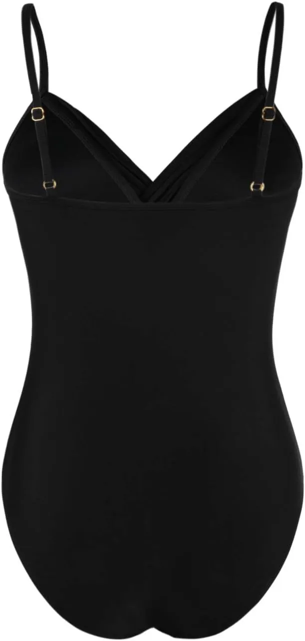 Hilor Women's One Piece Swimsuits Front Twist Swimwear V Neck Shirred Bathing Suit Monokini Tummy Control