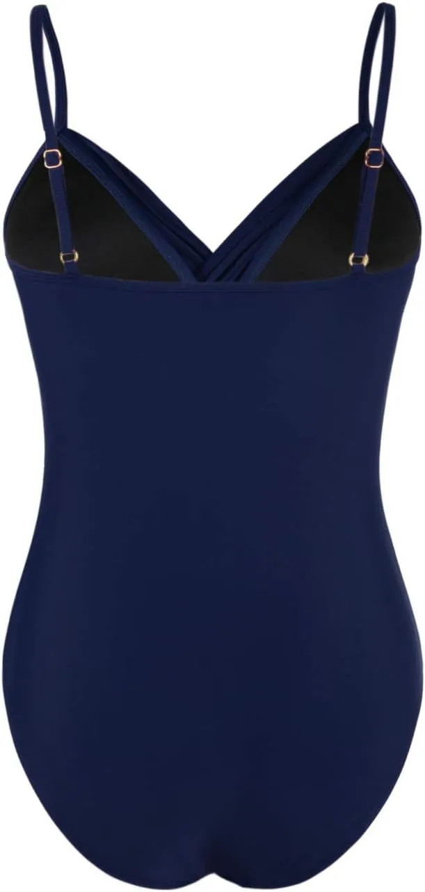 Hilor Women's One Piece Swimsuits Front Twist Swimwear V Neck Shirred Bathing Suit Monokini Tummy Control