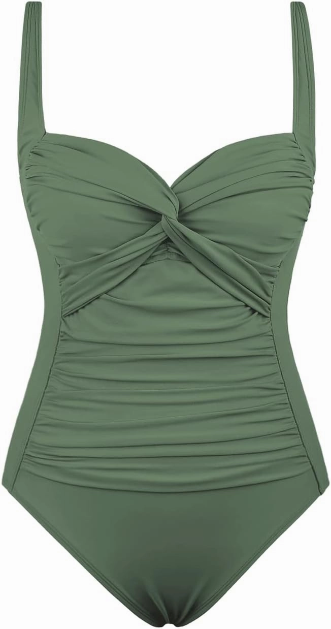 Hilor Women's Tummy Control One Piece Swimsuits Front Twist Bathing Suits Slimming Monokini Swimwear