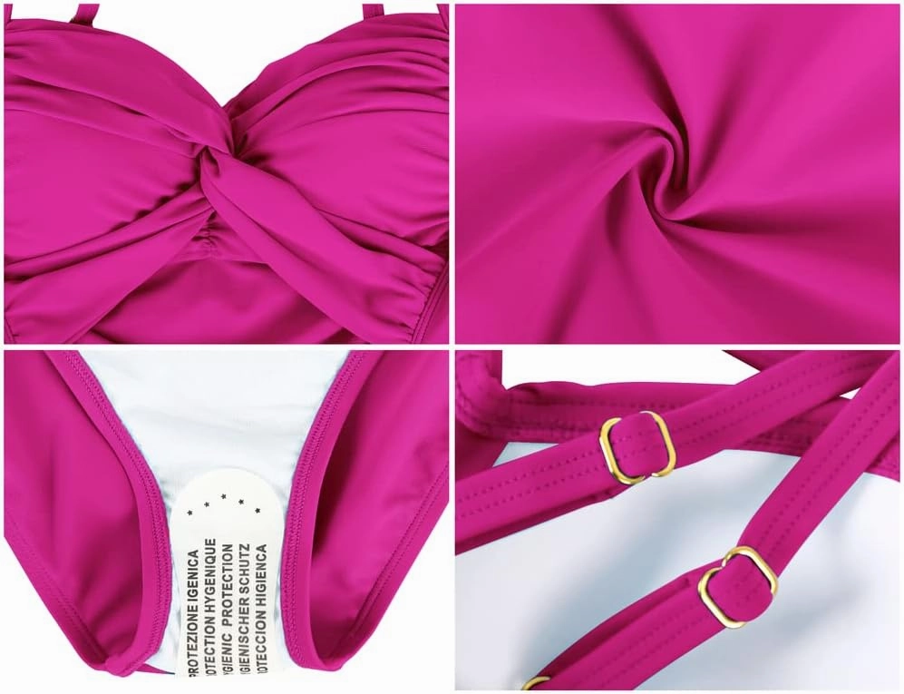 Hilor Women's Tummy Control One Piece Swimsuits Front Twist Bathing Suits Slimming Monokini Swimwear