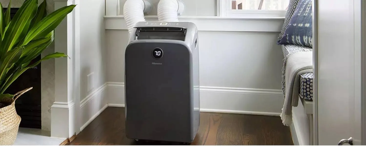 Hisense 10,000-BTU Dual Hose Portable Air Conditioner with Heat, Adjustable Tilt/Head, Window Kit and Remote AP70020HR1GD (Renewed)
