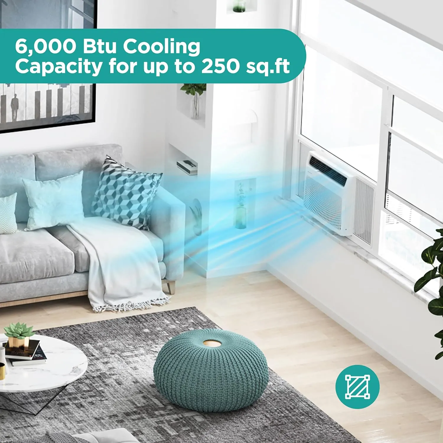 Hisense AHW0621CR1W 6,000 Air Conditioner and Dehumidifier with Remote Control, 115V, Window AC Unit for Apartment, Dorm, Small Rooms up to 250 Square Feet in White, 6000 BTU