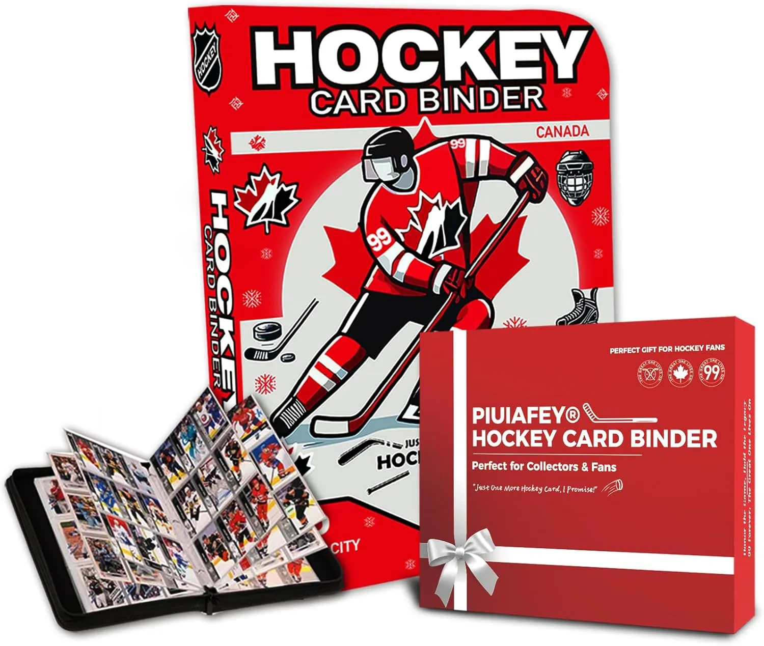 Hockey Card Binder with Sleeves - 900 Pockets 3-Ring Metal Card Holder Protector Album,Gift for Hockey Fans, Kids & Adults, Ideal for Trading Card Storage & Display
