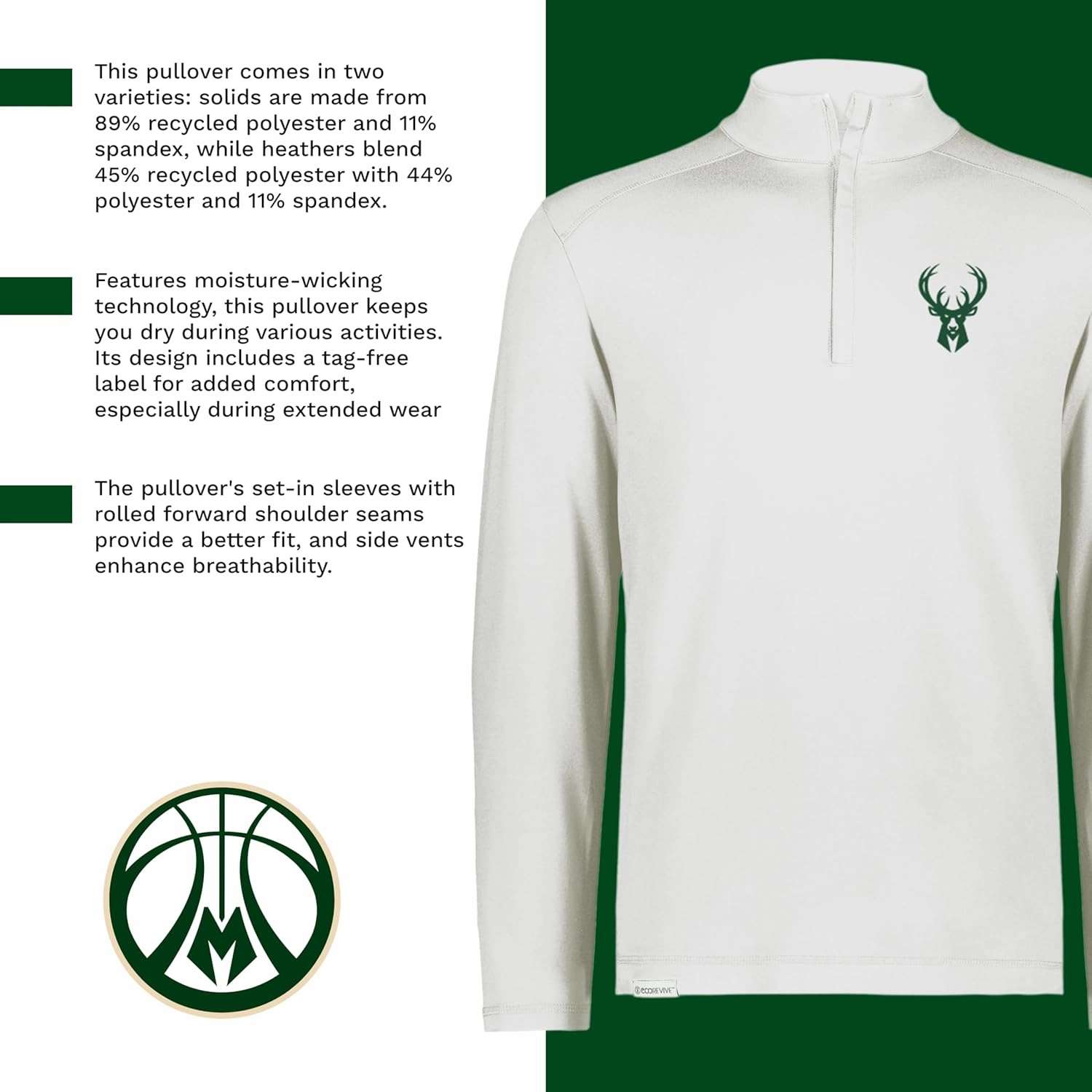 Holloway NBA 1/4 Zip Pullover| Stylish NBA Team Gear | Perfect for Training, Casual and Game Day