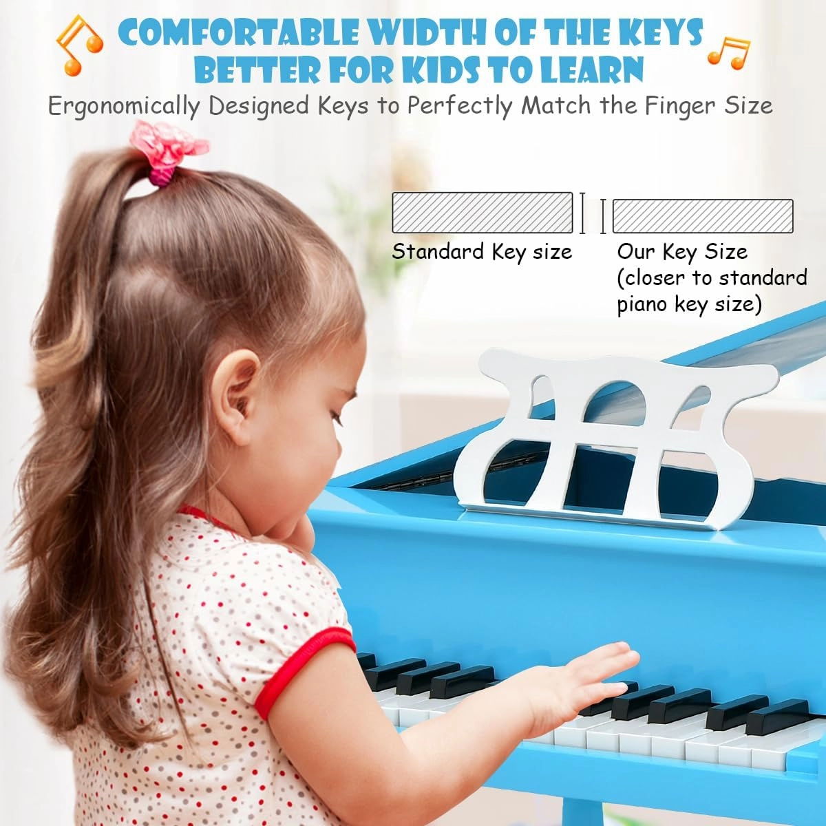 HONEY JOY Classical Kids Piano, 30-Key Mini Grand Piano with Music Stand and Bench, Wooden Musical Instrument Toy with Lid & Music Rack, Gift for Boys Girls Ages 3  …