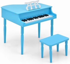 HONEY JOY Classical Kids Piano, 30-Key Mini Grand Piano with Music Stand and Bench, Wooden Musical Instrument Toy with Lid & Music Rack, Gift for Boys Girls Ages 3  …