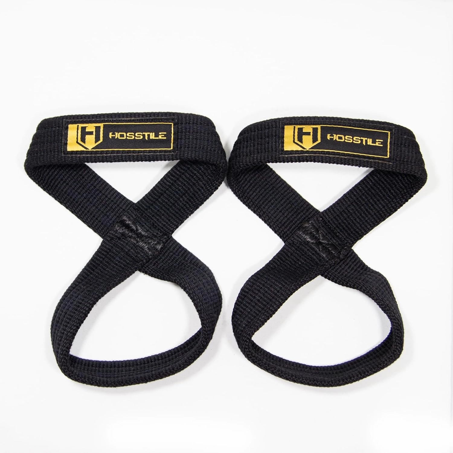 HOSSTILE Figure 8 Lifting Straps (Pair) – Heavy-Duty Cotton Webbing, Non-Slip Design, Adjustable Fit, for Strength Training, Bodybuilding & Weightlifting