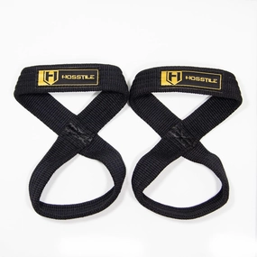 HOSSTILE Figure 8 Lifting Straps (Pair) – Heavy-Duty Cotton Webbing, Non-Slip Design, Adjustable Fit, for Strength Training, Bodybuilding & Weightlifting