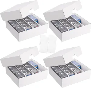 HOXHA Trading Card Storage Box - Waterproof Organizer for TCG, MTG, Sports Cards Heavy-Duty Archival Box with Dividers Collectors Storage Solution,4Pack