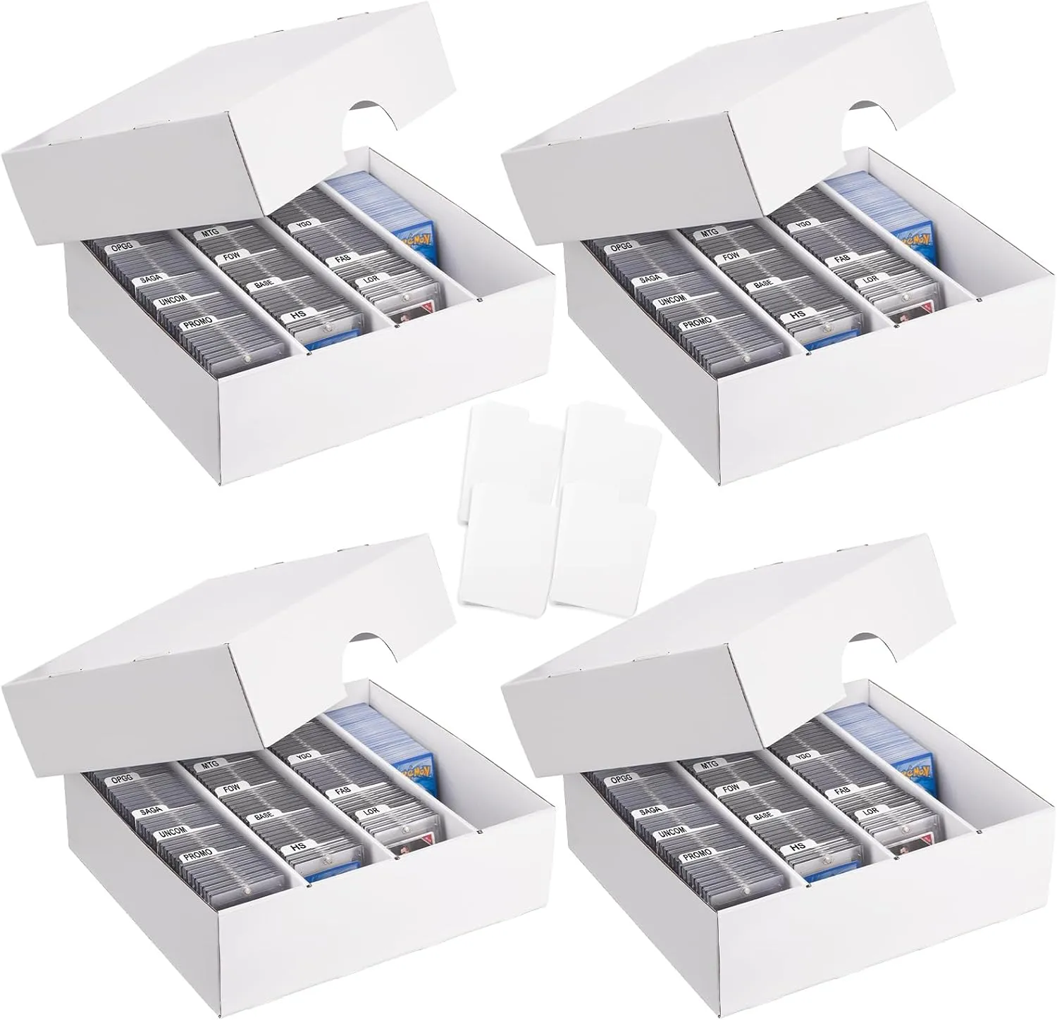HOXHA Trading Card Storage Box - Waterproof Organizer for TCG, MTG, Sports Cards Heavy-Duty Archival Box with Dividers Collectors Storage Solution,4Pack