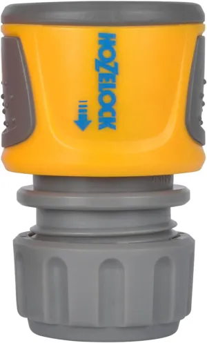 HOZELOCK - Hose Connector Plus ø 12.5-15mm (1/2-5/8") Soft Touch: Watertight, Non-slip, Flexible Hose-tail Prevents Twisting, Swelling and Leaks [2070 0000], Yellow/Grey
