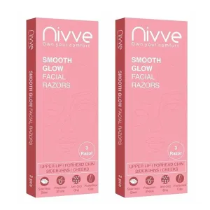 HR Reusable Face Razor for Women Facial Hair- 6 Razors | Instant & Painless Hair Removal | For Eyebrows, Upper Lip, Forehead, Peach Fuzz, Chin and Sideburns (Pack of 2)