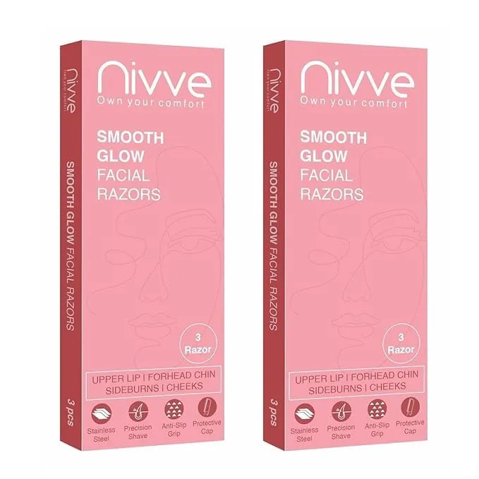 HR Reusable Face Razor for Women Facial Hair- 6 Razors | Instant & Painless Hair Removal | For Eyebrows, Upper Lip, Forehead, Peach Fuzz, Chin and Sideburns (Pack of 2)