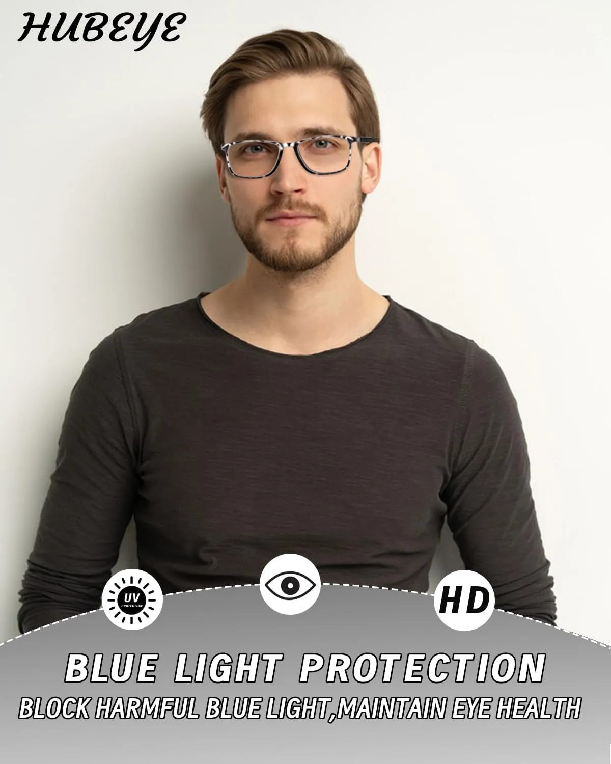 Hubeye 3 Pairs TR90 Sports Reading Glasses for Men and Women Ultralight Flexible Anti-Blue Light Readers  0.0