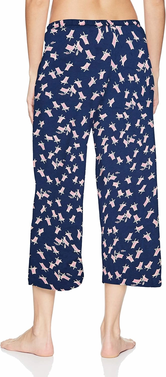 HUE womens Basic Printed Knit Capri Pajama Sleep Pant, Made With Temperature Control Technology