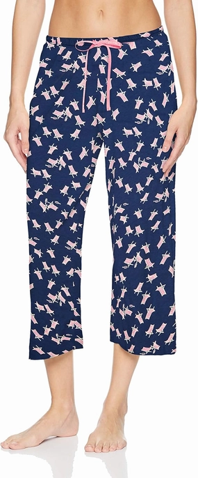 HUE womens Basic Printed Knit Capri Pajama Sleep Pant, Made With Temperature Control Technology
