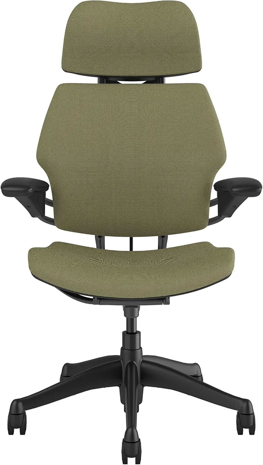Humanscale Freedom Office Chair with Headrest - Ergonomic Work Chair with Advanced Highly Adjustable Duron Arms and Gel Seat - Wheels for Hard Flooring - Ash Fourtis Fabric