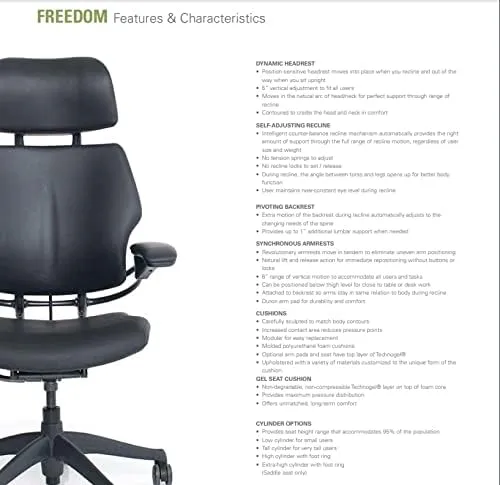 Humanscale Freedom Office Chair with Headrest - Ergonomic Work Chair with Standard Height Adjustable Duron Arms - Wheels for Carpet - Graphite Frame with Hematite Lotus Fabric