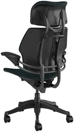 Humanscale Freedom Office Chair with Headrest - Ergonomic Work Chair with Standard Height Adjustable Duron Arms - Wheels for Carpet - Graphite Frame with Hematite Lotus Fabric